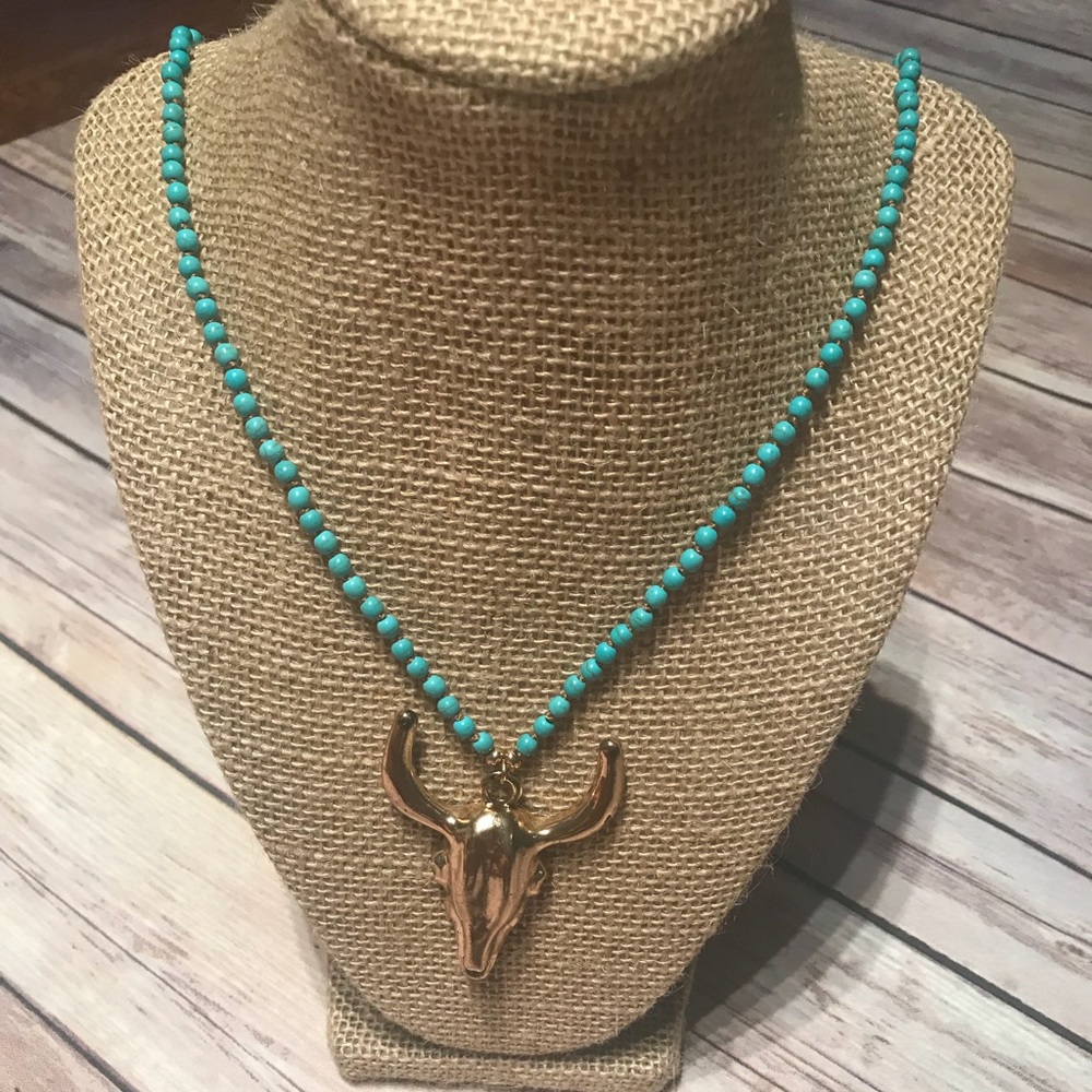 Brand New Beaded Bullhead Necklace